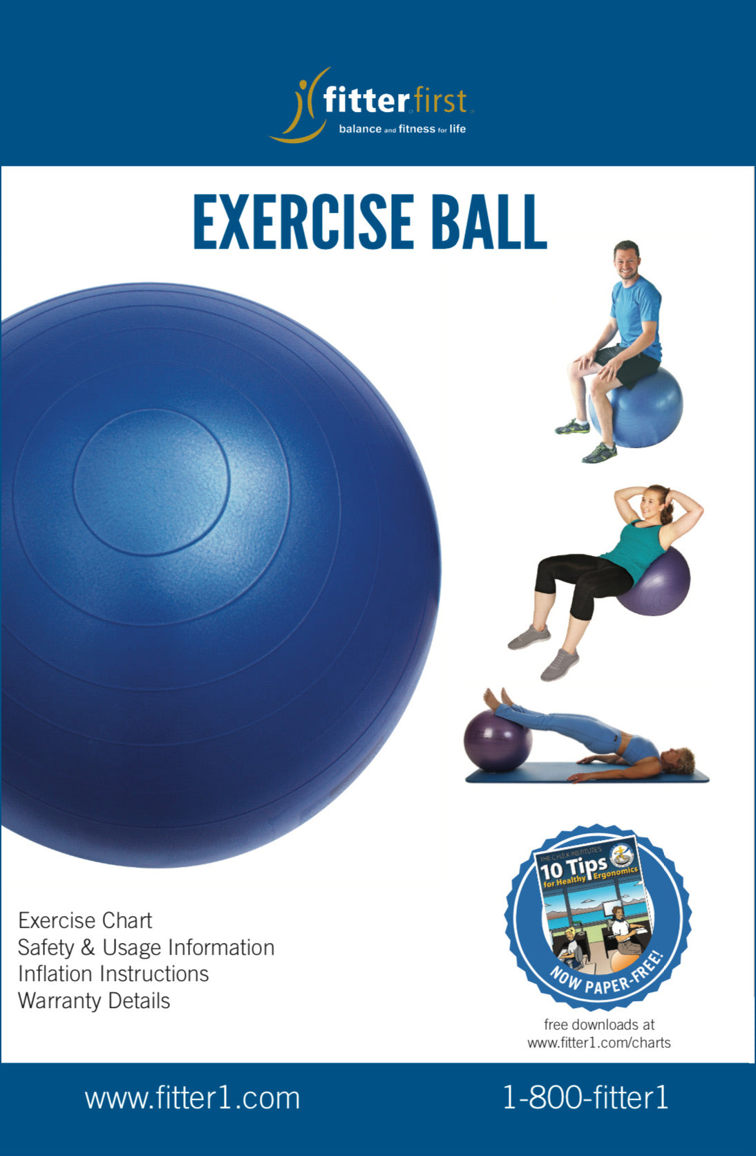Fitterfirst Exercise Ball Exercise Chart - USA Fitterfirst