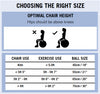 how to choose the right size exercise ball, exercise ball size chart, exercise ball size comparison